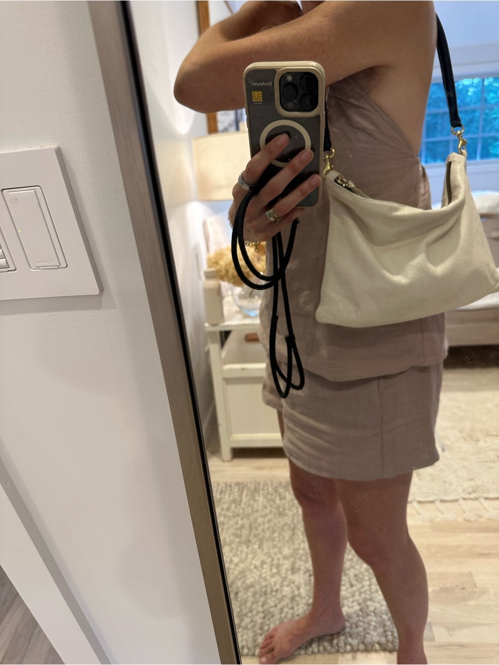 Clare V Og Sac Bretelle Cream Leather Crossbody Bag View 2